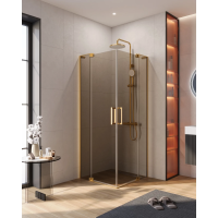 Душевой уголок Cezares Slider SLIDER-A-2-70/80-BR-BORO 70-80x70-80 см, профиль золотой матовый, стекло бронза