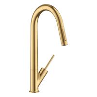 Смеситель Axor Starck для кухни, на 1 отв., с вытяжным изливом, цвет: шлифованное золото