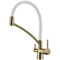 Смеситель Paulmark Siegen Si213111-BRw для кухни, с подключением к фильтру, цвет бронза \ белый