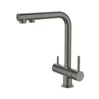 Смеситель для кухни IDDIS Umbra UMBGMPFi05 с выдвижным изливом и каналом для фильтра, графит