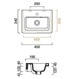 раковина подвесная/полувстраиваемая catalano new light 145li00 45x34 см, белая