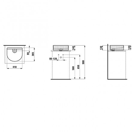 накладная раковина в ванную 41 см laufen sonar 8.1234.3.757.112.1