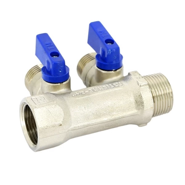 коллектор tiemme 1 вр(г) х 2 выхода 1/2 нр(ш) ек х 1 нр(ш) с шаровыми кранами (1820010)