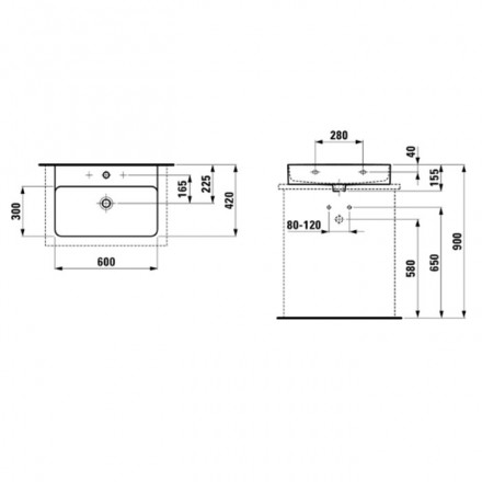 накладная раковина в ванную laufen val 60 см 8.1628.3.400.104.1
