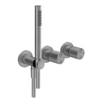 Смеситель Gessi Habito Diamantao 70638#031 настенный встраиваемый, однорычажный, с перелючателем на 2 положения, с ручным душем, настенным держателем,цвет хром