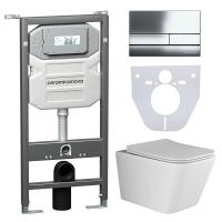 Комплект унитаза с инсталляцией Ceramicanova Metric CN3007_1002CH_1000 с сиденьем микролифт и клавишей смыва Хром
