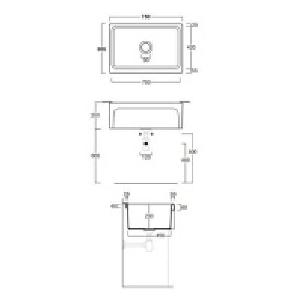 раковина хозяйственная simas arcade q530 bi 75x50x25 см, белая