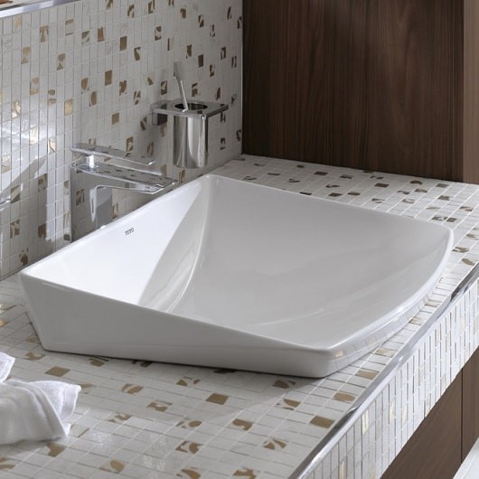 раковина toto jewelhex lw682b#w полувстраиваемая, без перелива, cefiontect, 68.5x49x21см, белая.