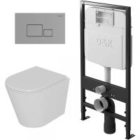 Комплект унитаза с инсталляцией D&K Venice DS1021606 с сиденьем микролифт и клавишей смыва Хром глянцевый