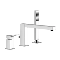 Смеситель Gessi Rettangolo K 53037#031 для ванны на 3 отверстия, с встроенным в излив переключателем и ручным душем, цвет хром