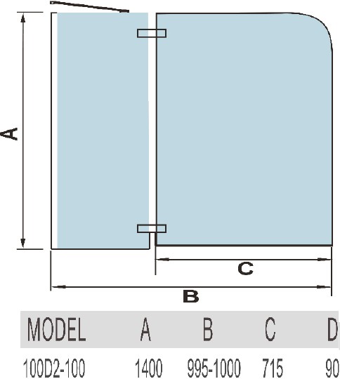 шторка для ванны weltwasser ww100 d2 100см, 10000001225 профиль хром, стекло прозрачное