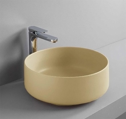 раковина artceram cognac col001 12 00 накладная, без отв., без перелива, на столешницу, saniglaze, ø42xh16 см, giallo zinco (желтый)
