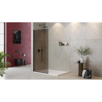 Душевая перегородка Cezares Liberta 100 LIBERTA-L-1-TB-100-BR-NERO профиль Черный матовый стекло бронзовое