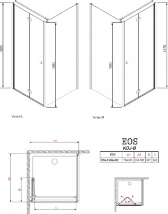 душевой уголок radaway eos kdj-b 80 интимато r