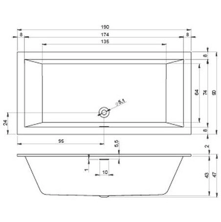 акриловая ванна riho rething cubic 190х90 b109001005 (br1100500000000) без гидромассажа
