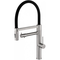 Смеситель для кухни с гибким изливом и подключением фильтра WONZON & WOGHAND, брашированный никель (WW-88458007-BN)