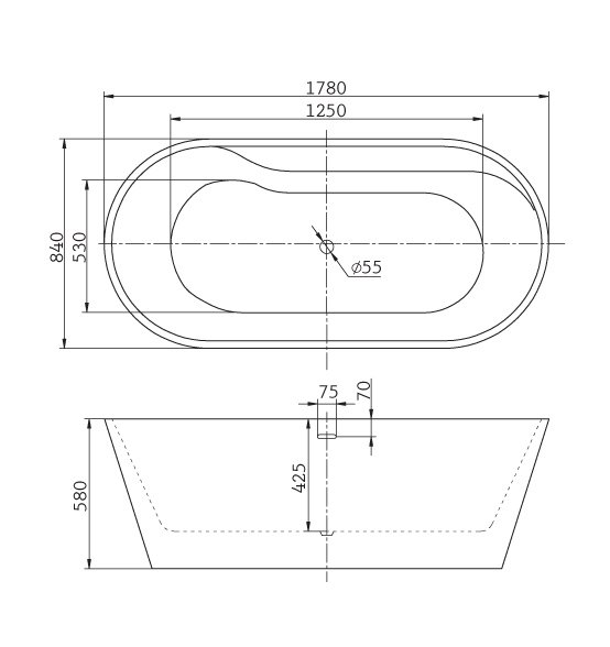 акриловая ванна belbagno bb14 178x84 белая