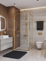 Душевой уголок Cezares Lux LUX-A-FS-1-90-C-BORO 90x90 см, профиль золотой матовый, стекло прозрачное