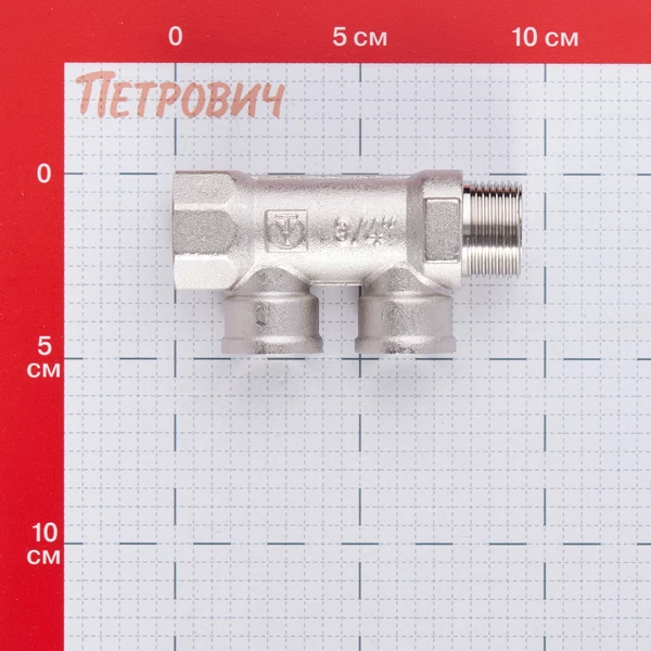 коллектор valtec 3/4 вр(г) х 2 выхода 1/2 вр(г) х 3/4" нр(ш) (vtc.550.n.0502)