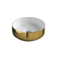 Раковина ArtCeram Cognac COL001 01 56 накладная, без отв., без перелива, на столешницу, Saniglaze, Ø42xh16 см, белая/золото