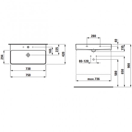 накладная раковина в ванную 75 см laufen val 8.1028.5.400.109.1