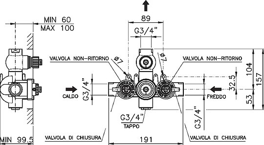 смеситель для душа nicolazzi termostatic 4909cr18 термостатический цвет хром