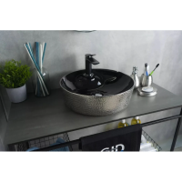 Раковина в ванную накладная 43 см CeramaLux D1306H020 черный, серебряный