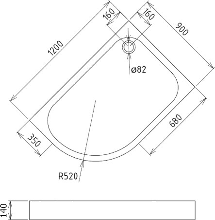 душевой поддон gemy st20 r 120×90х16 правый белый
