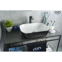 Раковина в ванную накладная CeramaLux 50 см,D1302H134 бело-черная