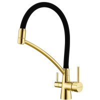 Смеситель Paulmark Siegen Si213111-G для кухни, с подключением к фильтру, цвет золото \ черный