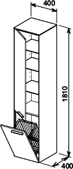 шкаф-пенал keuco royal 60 32131 450001 кашемир, с корзиной l