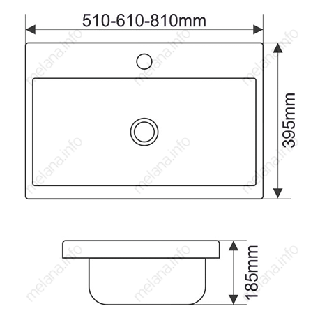 раковина полувстраиваемая melana 81 см mln-s80 (9393)
