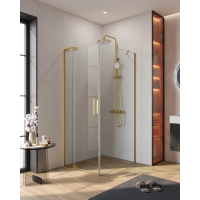 Душевой уголок Cezares Slider SLIDER-AH-1-90-80/90-C-BORO 80-90x89,5 см, профиль золотой матовый, стекло прозрачное