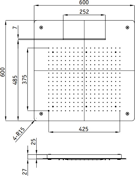 верхний душ rgw shower panels sp-74 21140274-01 хром