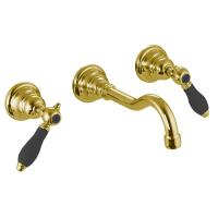 Смеситель Fima Carlo Frattini Herend F5401L/5CNOR для раковины, встраиваемый, излив 19.9см, черные ручки, золото