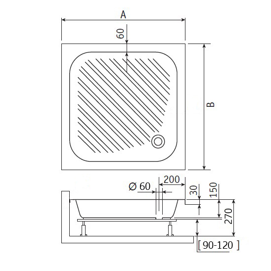 душевой поддон rgw acrylic b/cl-s 80×80 16180188-51 белый