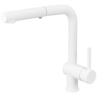 Смеситель Paffoni Light LIG285BO-MET для кухни, выдвижной излив, душ, белый матовый