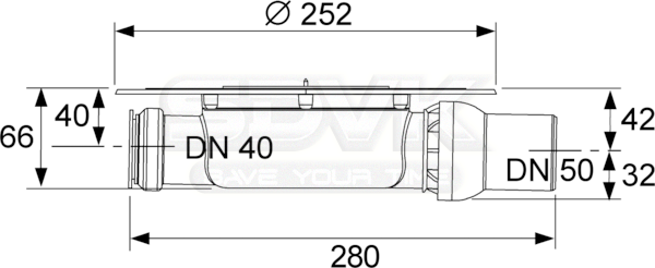 комплект точечного трапа tece drainpoint 110 kdp-s110 с сифоном dn 50, с декоративной решеткой