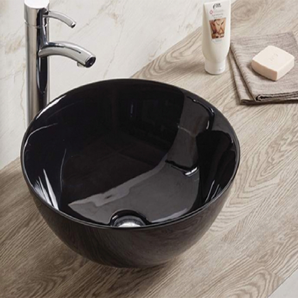 раковина в ванную накладная ceramalux 41 см 104b черно-глянцевая