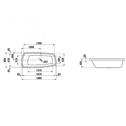 акриловая ванна laufen palomba 180х80 2.4380.0.000.000.1 без гидромассажа