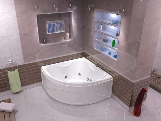 акриловая ванна bas риола 135x135 (вг00326), гидромассажная