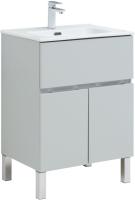Тумба под раковину Aquanet Алвита New 60 1 ящик, 2 дверцы, серая, 00277548