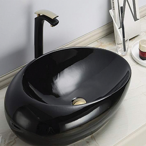 раковина в ванную накладная ceramalux 69 см 78456 черная глянцевая