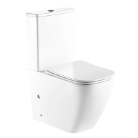 Унитаз компакт Azario Levanto AZ-1228A напольный, безободковый, с бачком и сиденьем микролифт, 62х38х83 см, белый