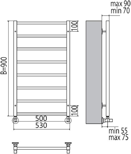 полотенцесушитель водяной terminus контур п8 500*900 4620768886768