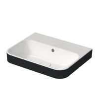 Раковина Duravit Happy D.2 Plus 500х400мм с переливом, без отв под смес, с креплением, выпуск с керам. покрытием цвет Anthracite matt/белый