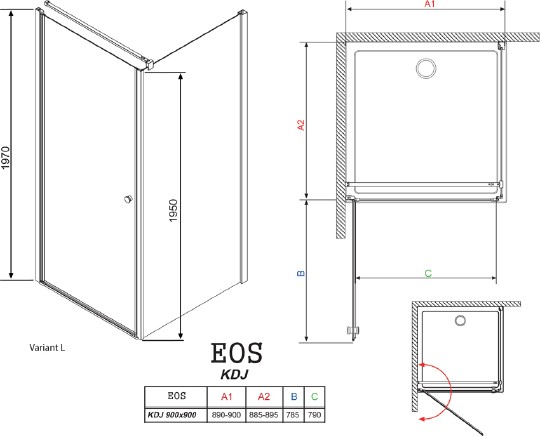душевой уголок radaway eos kdj 90 интимато l