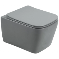 Унитаз подвесной SantiLine SL-5007MG безободковый, с сиденьем микролифт, серый матовый