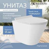 Унитаз Aqueduto CONE Tornado S CONT0110 подвесной, безободковый, смыв Торнадо, сиденье с микролифтом, 48х36 см, белый глянцевый