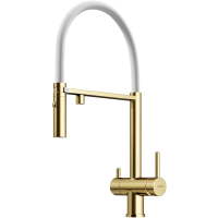 Смеситель для кухни Sancos Imola SC4010BG Золото брашированное Белый